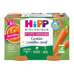 Pot carottes lentilles corail 2x125g (6mois) hipp