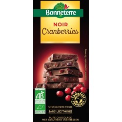 Chocolats noir cranberries 100 g bonneterre